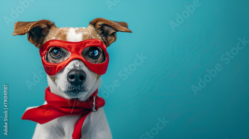 Dog super hero costume. little jack russell wearing macot, generative ai photo