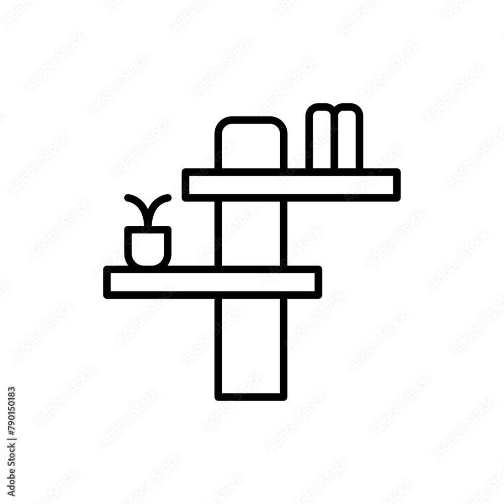 Bookshelf outline icons, minimalist vector illustration ,simple transparent graphic element .Isolated on white background Bookshelf outline icons, minimalist vector illustration ,simple transparent graphic element .Isolated on white background