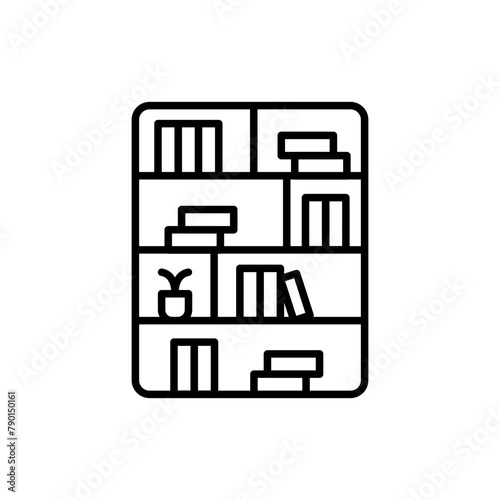 Bookshelf outline icons, minimalist vector illustration ,simple transparent graphic element .Isolated on white background
