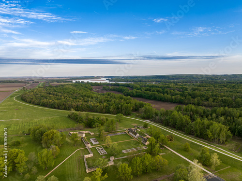 Historic Fort De Chartres in southern Illinois, USA at sunset