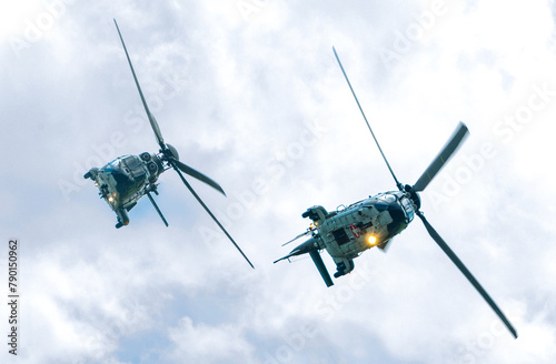 helicopters in flight