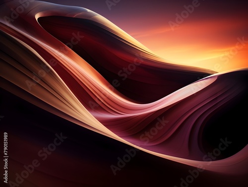 Dramatic Erosional Landscapes Bathed in Vivid Sunset Hues,Evoking a Futuristic and Otherworldly Atmosphere photo