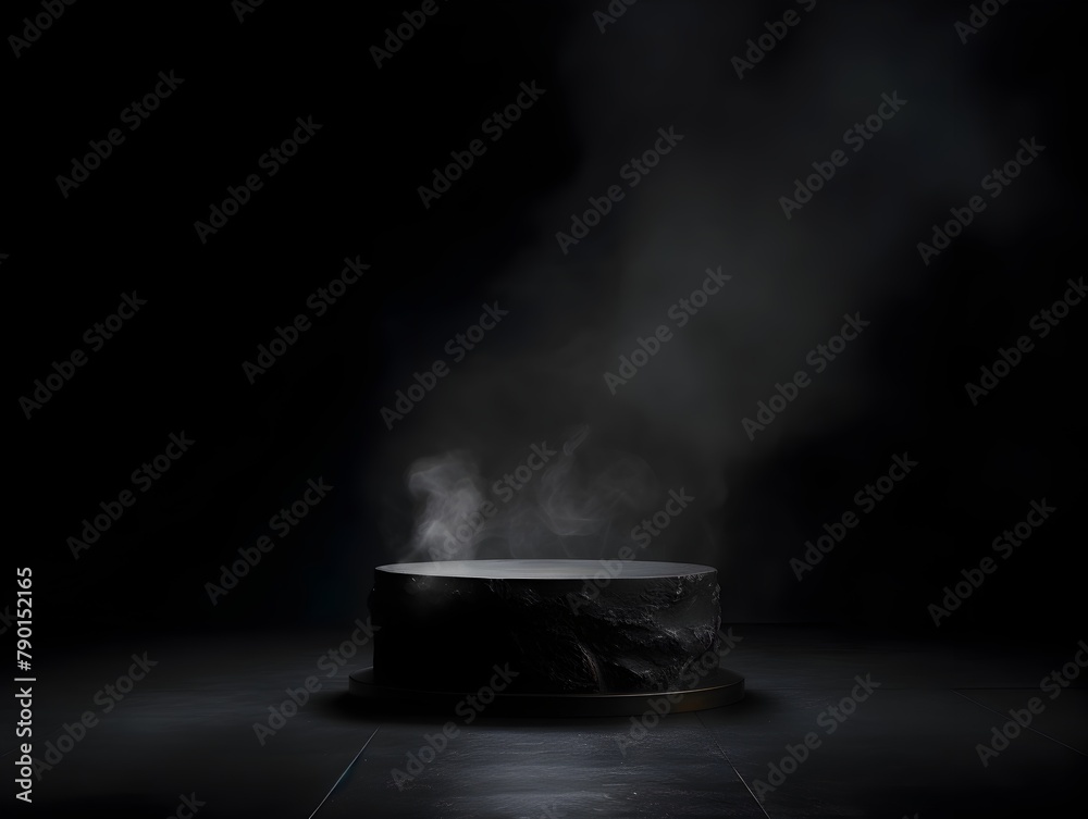 Dramatic Podium with Smoky Dark Backdrop for Promotional Product Display