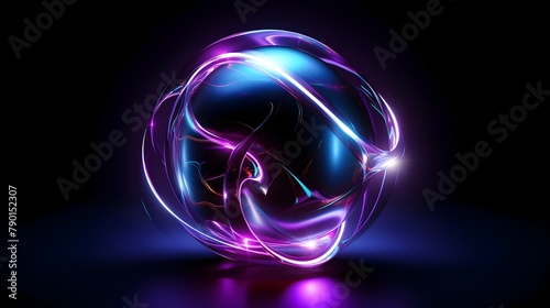 Electromagnetic Plasma Sphere with Vibrant Blue and Purple Energy Field - Futuristic Science Concept of Cosmic Energy and Luminous Technology