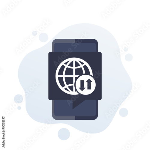 Data roaming icon with a smart phone