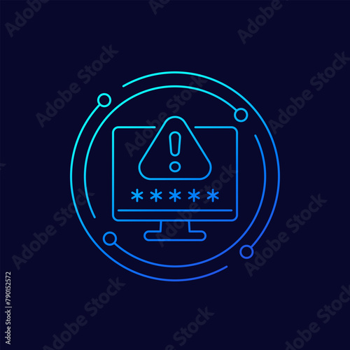 password warning or error icon, linear design