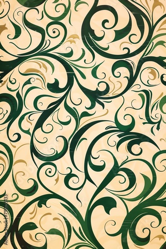 Wallpaper pattern of Divine Script, Calligraphic swirls and scrolls