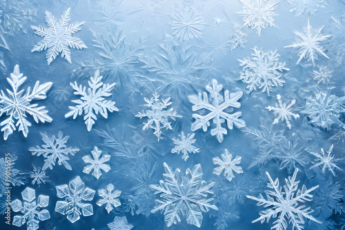 Frozen Wonderland: Ice Texture & Frosted Window Frame Winter Background. generative AI
