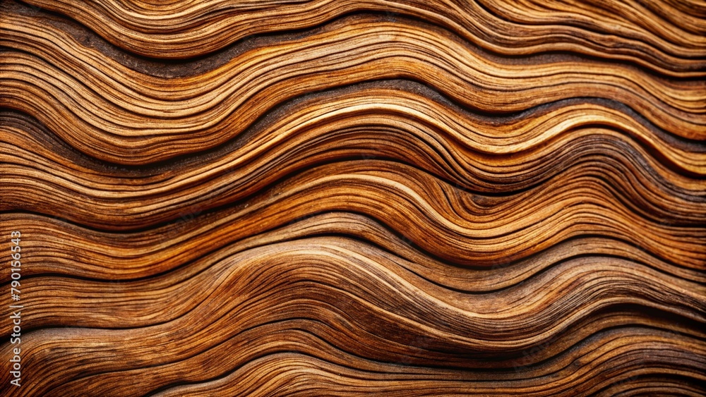 Closeup textured background of brown wavy lines and shades forming wood surface in nature Closeup textured background of brown wavy lines and shades forming wood surface in nature