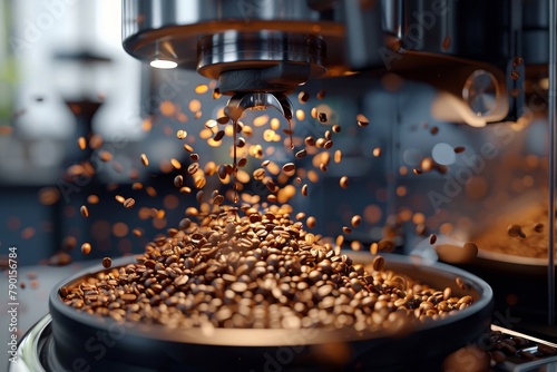 Wallpaper Mural Coffee beans falling from a coffee grinder into a container. Torontodigital.ca