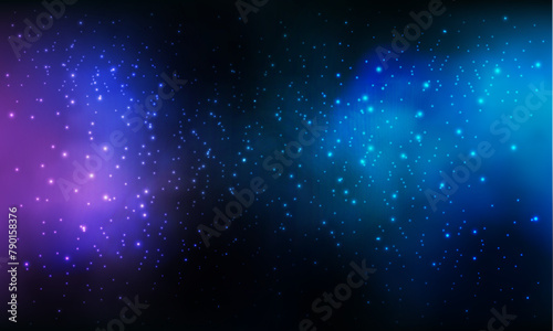 Space background realistic blue pink nebula shining stars cosmos stardust milky way galaxy infinite universe and starry night vector