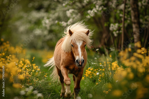 Iceland pony roaming free in the nature