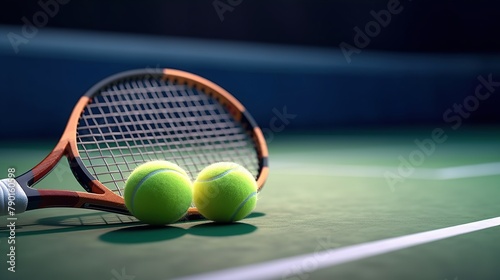 Tennis ball and racket Generative AI © KRIS