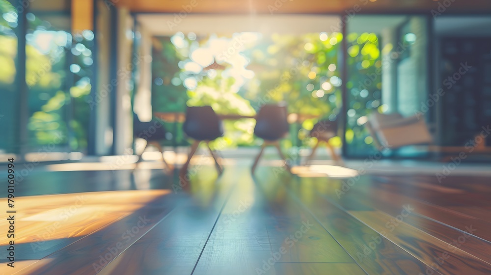 Beautiful blurred background of a light modern office interior with panoramic windows and beautiful lighting Beautiful blurred background of a light modern office interior with panoramic windows and beautiful lighting