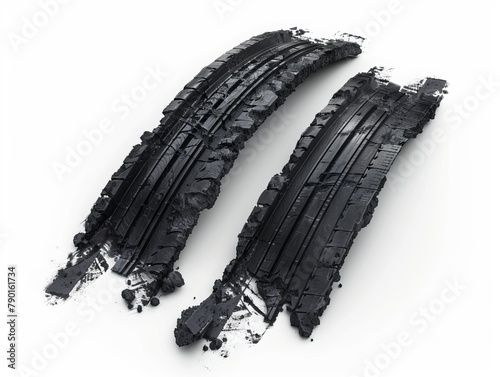 Two warped black tire tracks