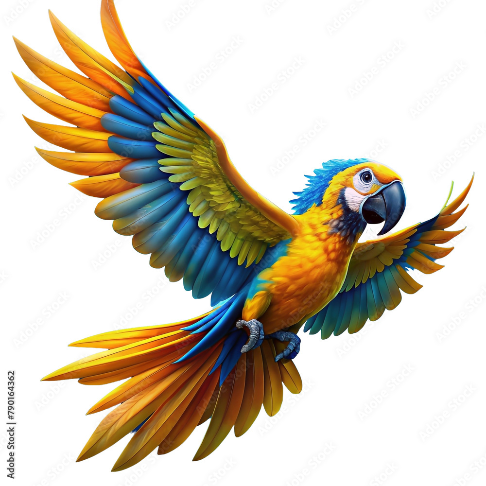 Obraz premium Macaw parrot in flight Isolated background.