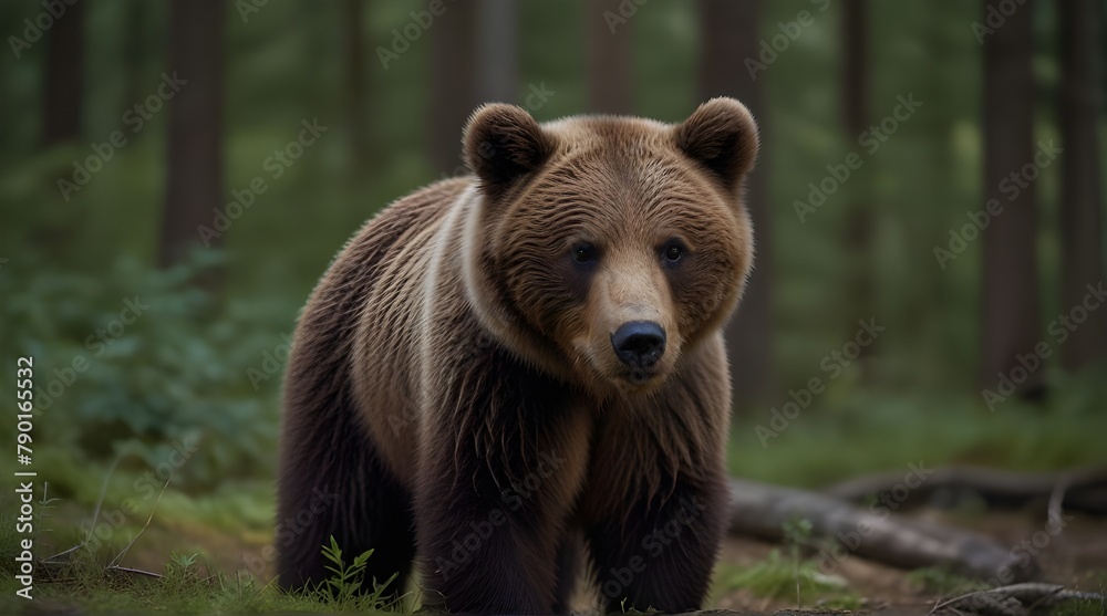 Large Carpathian brown bear portrait in the woods Europe Romania.generative.ai Large Carpathian brown bear portrait in the woods Europe Romania.generative.ai