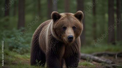 Large Carpathian brown bear portrait in the woods Europe Romania.generative.ai