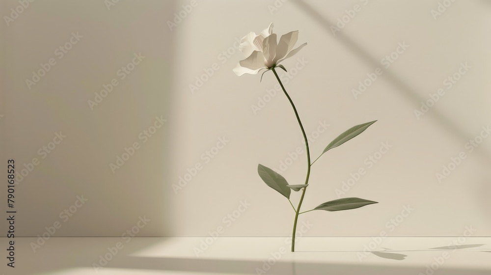 A minimalist line art illustration of a single stem with a blooming flower, encased in a simple geometric frame. A minimalist line art illustration of a single stem with a blooming flower, encased in a simple geometric frame.