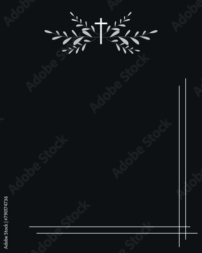 Funeral vector card. Empty card. Digital Funeral Announcement Invitation Template in vector Illustrator