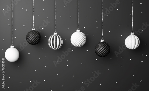 Black and white Christmas background vector-AI generated image