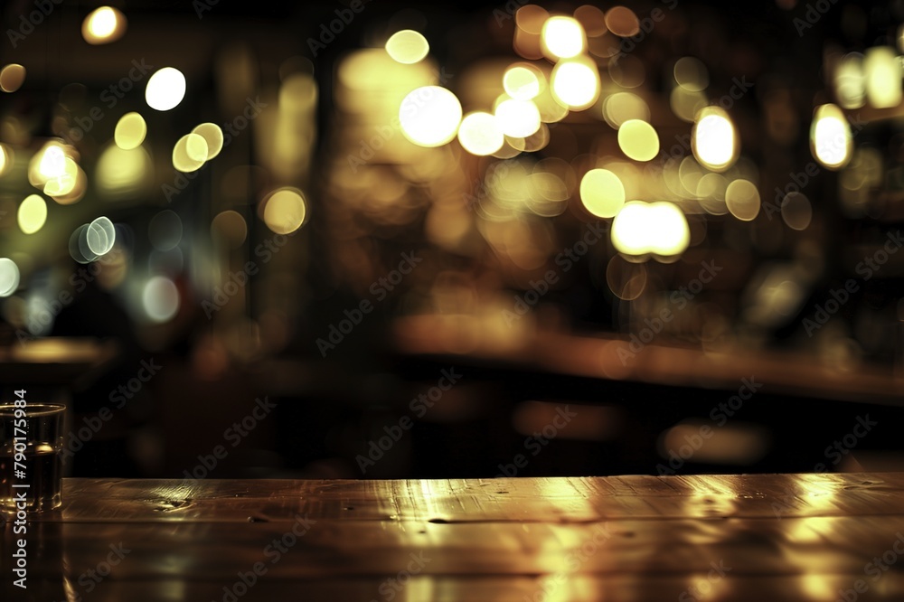 Bokeh Lights Bar Interior - Blurred Table for Product Display, Award-Winning Montage Bokeh Lights Bar Interior - Blurred Table for Product Display, Award-Winning Montage