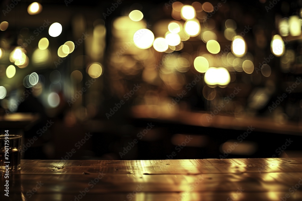 Bokeh Lights Bar Interior - Blurred Table for Product Display, Award-Winning Montage