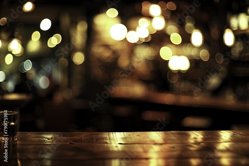 Bokeh Lights Bar Interior - Blurred Table for Product Display, Award-Winning Montage
