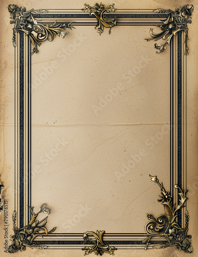 An ornate vintage parchment design, featuring elegant floral motifs and classic scrollwork