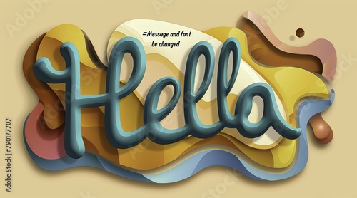 Retro Groovy 'Hello' Vector Illustration with Abstract Background and Bold Colors