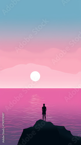 A man standing on the edge of an ocean cliff © Derby