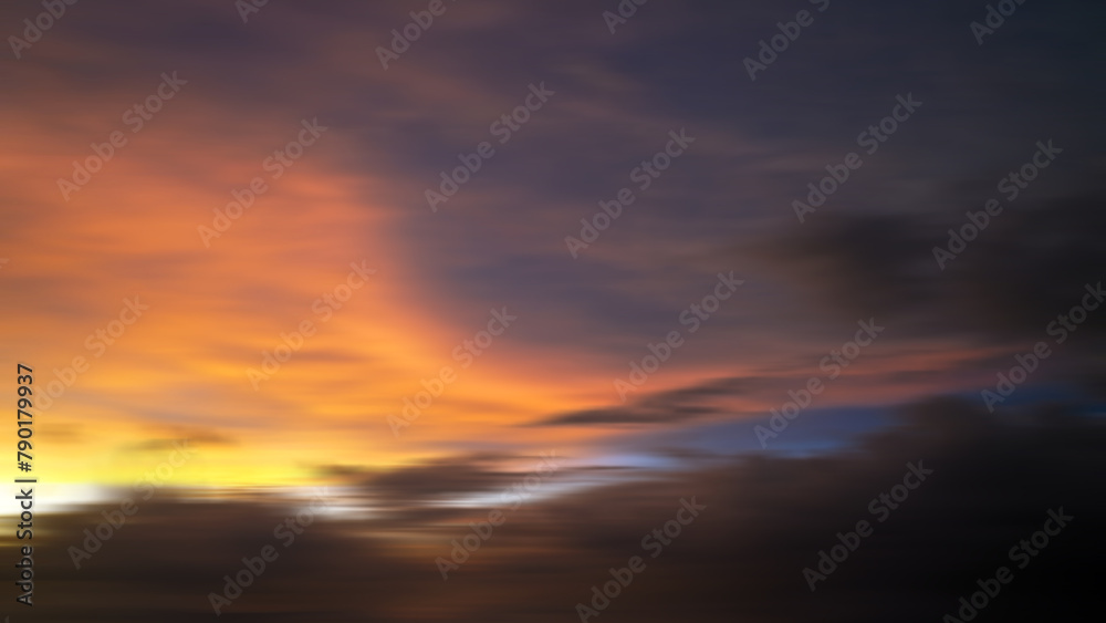 Blur background of the sunset sky with colorful clouds. Dramatic burning sunset light on sky with cloud backgrounds.