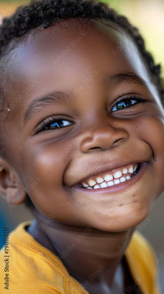 Close-up of a happy little black boy smiling Close-up of a happy little black boy smiling