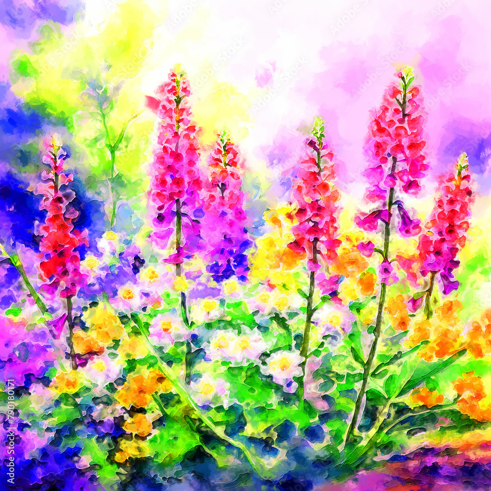 Obraz premium Floral mixed media artwork alyssum-garden-delight-picture-a-watercolour-painting