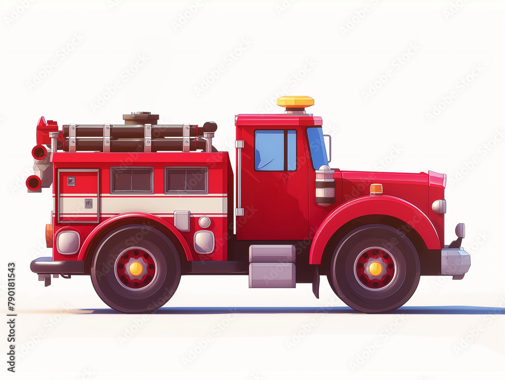 Illustration of fire engine on white