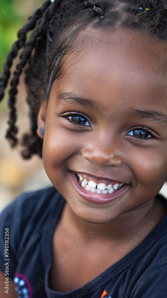 Close-up of a happy little black girl smiling Close-up of a happy little black girl smiling