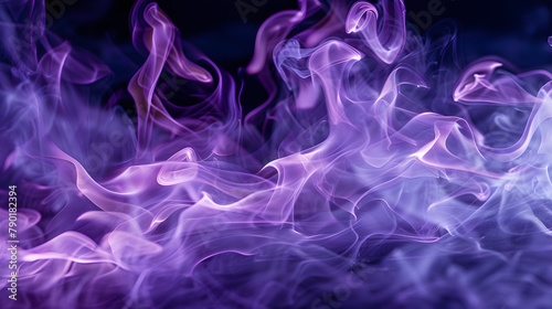 Purple flames or smoke isolated on black background, fire effect