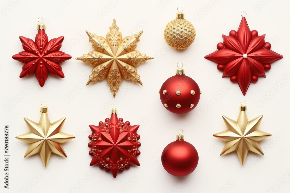 A set of red and gold Christmas balls, New Year. A set of red and gold Christmas balls, New Year.