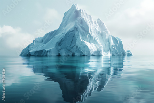 Massive iceberg drifting in open ocean natural wallpaper background © Spicy World