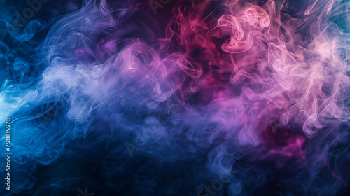 Abstract Colorful Smoke or Misty Fog on Isolated on a Black Background. Texture Overlays or Design Element 