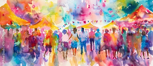 Vibrant watercolor festival celebrating Christian holidays