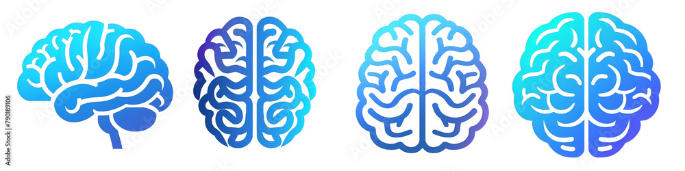 Brain clipart collection, symbol, logos, icons isolated on transparent background