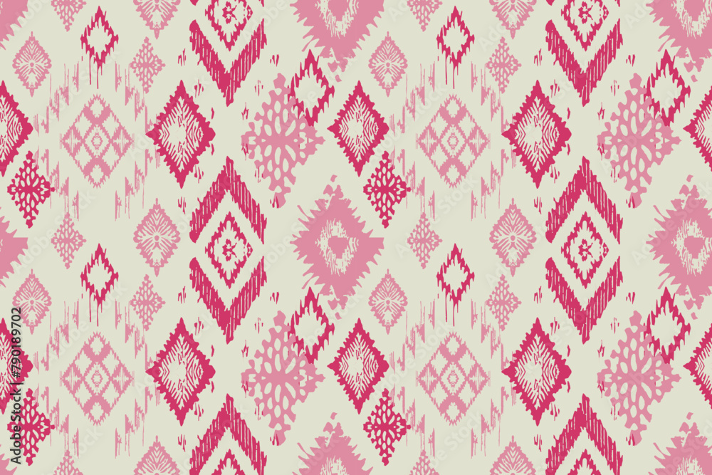 Ethnic abstract ikat art. Seamless pattern in tribal, folk embroidery, and Mexican style. Aztec geometric art ornament print.Design for carpet, wallpaper, clothing, wrapping, fabric, cover, textile