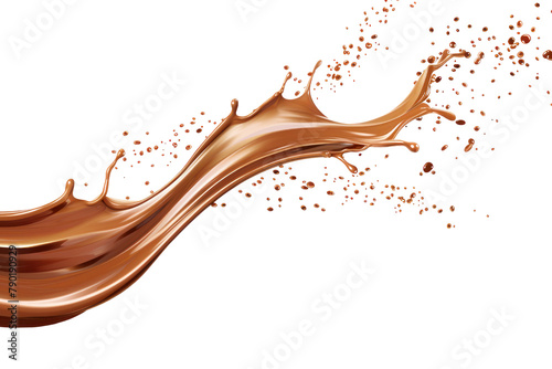 Dynamic Cocoa Milk Splash Isolated on White or Transparent Background