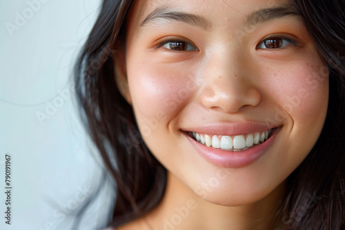 Close-up of a happy Asian woman smiling