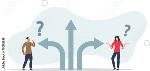 business people thinking on difference career path.flat vector illustration.