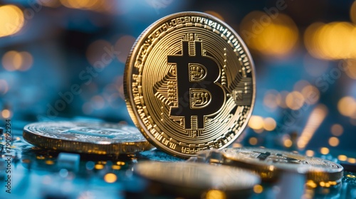 close up of Bitcoin coins