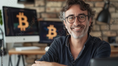 person happy with Bitcoin