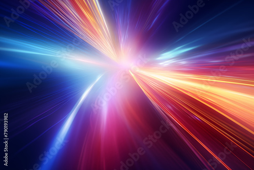 the energy of motion with a blurred abstract background featuring streaks of light and color
