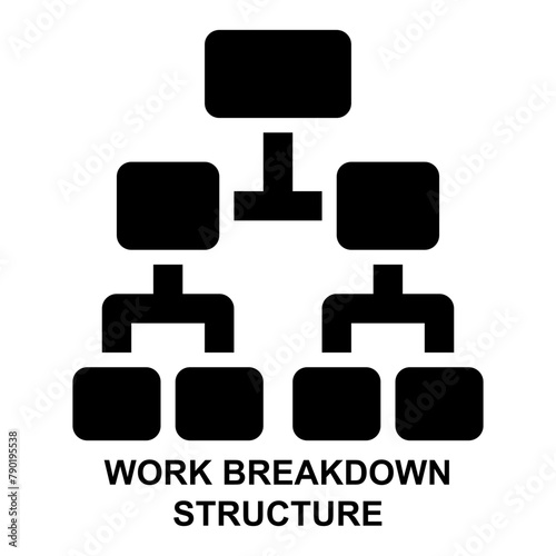 wbs, work, breakdown, structure, hierarchy, organization expanded solid or glyph style